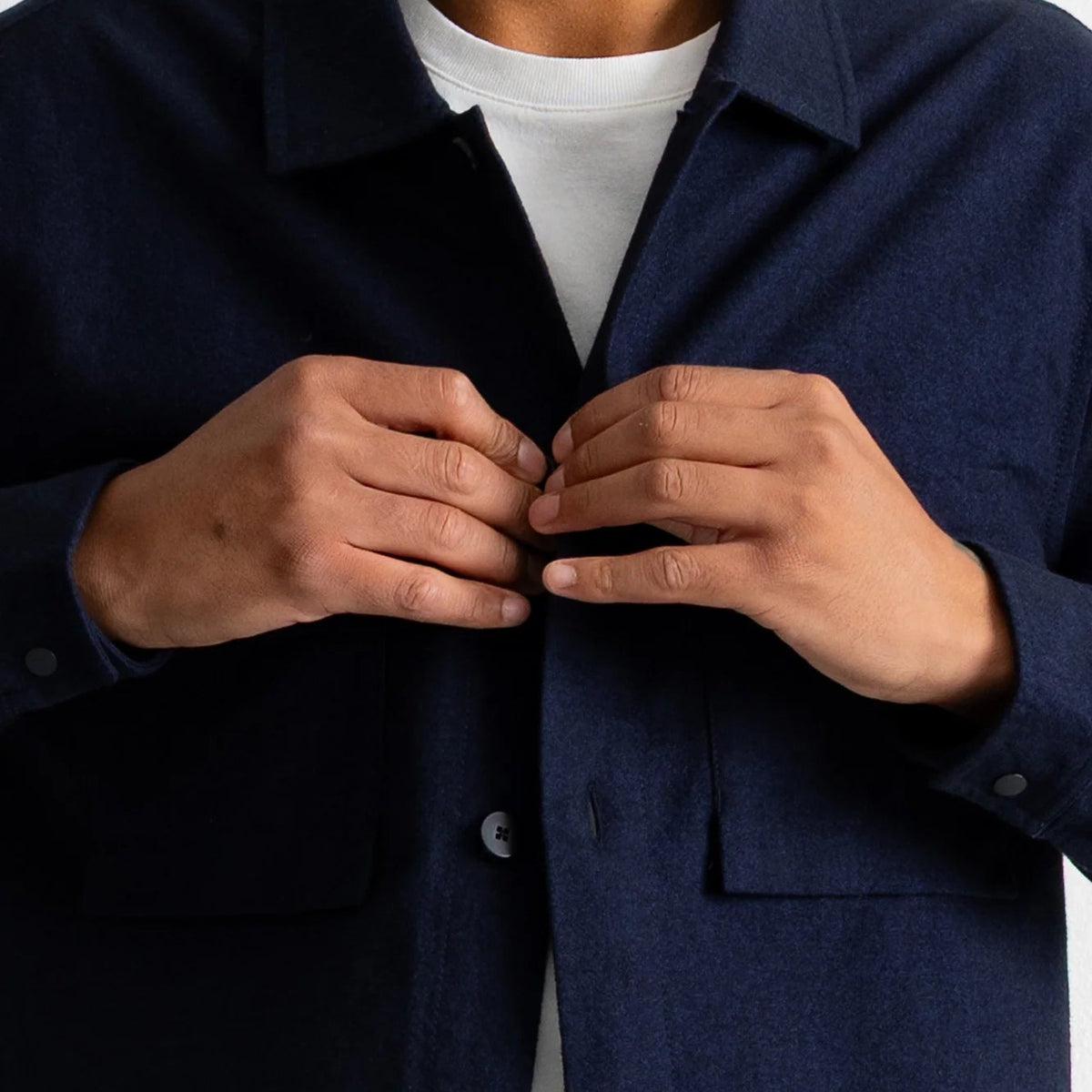Folk Lightweight Moleskin Navy Patch Shirt