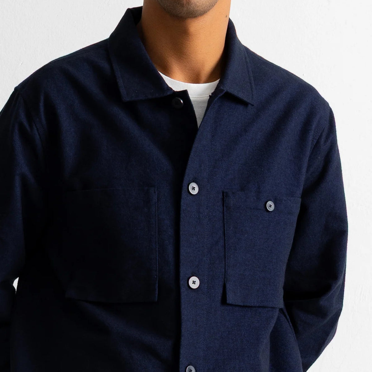Folk Lightweight Moleskin Navy Patch Shirt