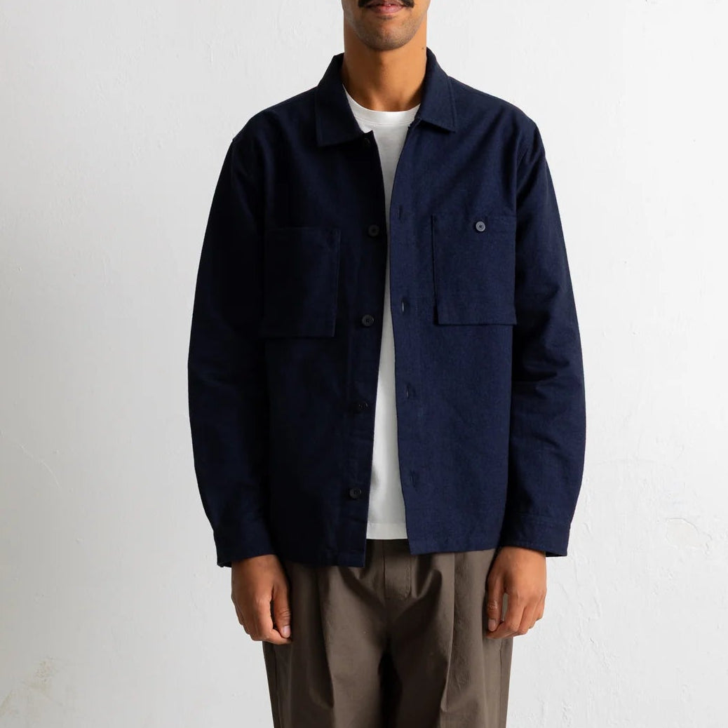 Folk Lightweight Moleskin Navy Patch Shirt
