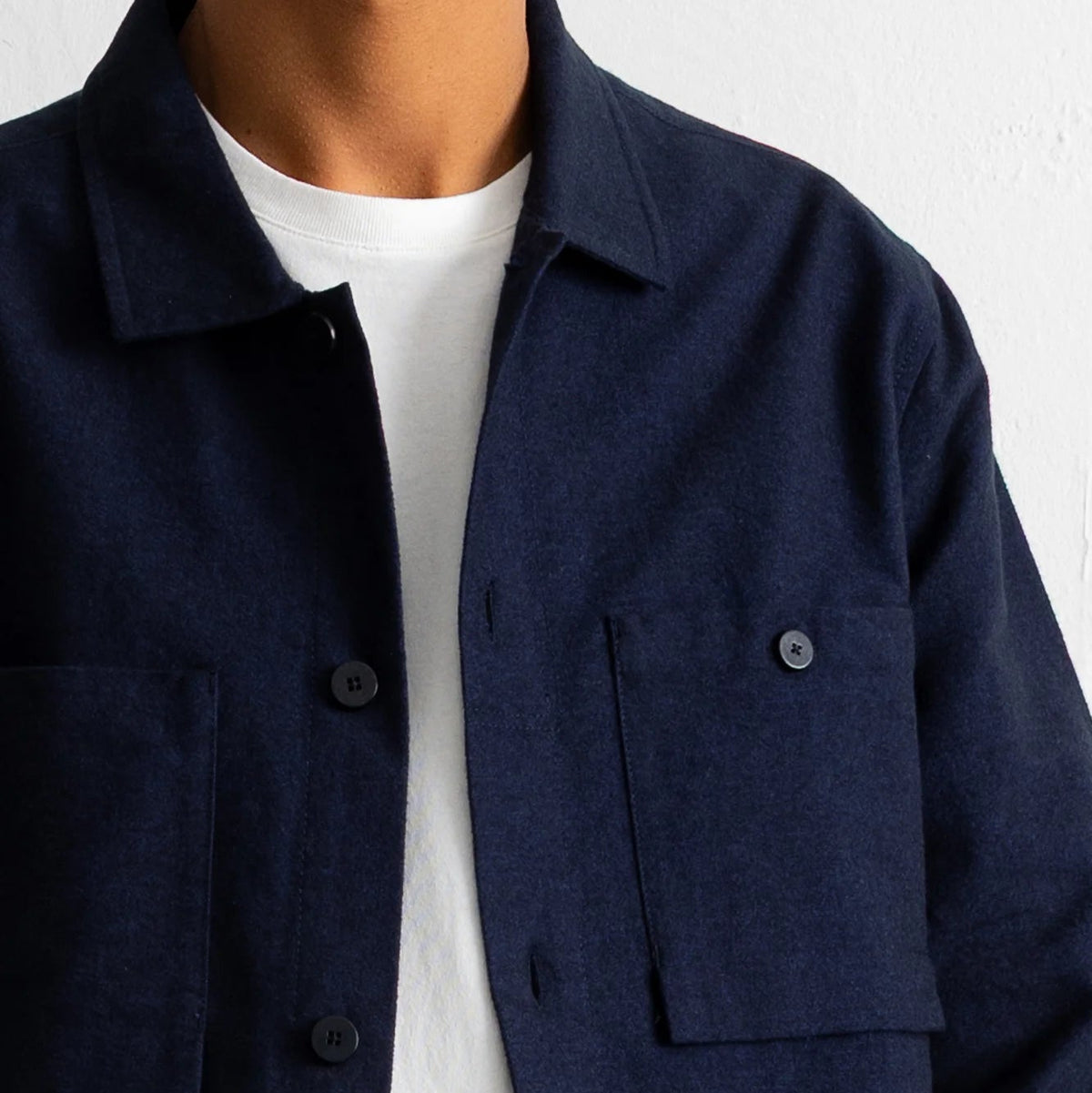 Folk Lightweight Moleskin Navy Patch Shirt