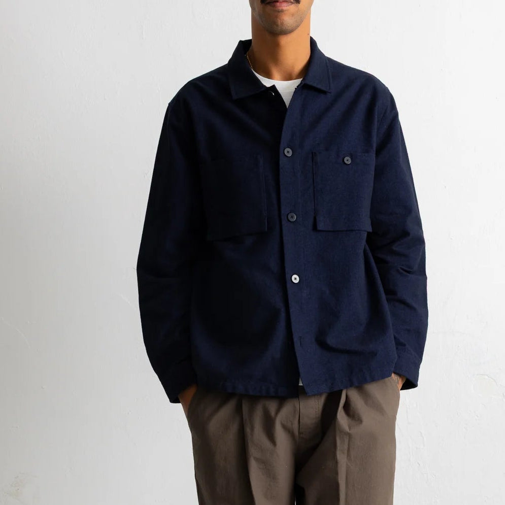 Folk Lightweight Moleskin Navy Patch Shirt