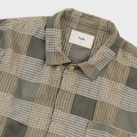 Folk Sage Multi Check Patch Shirt