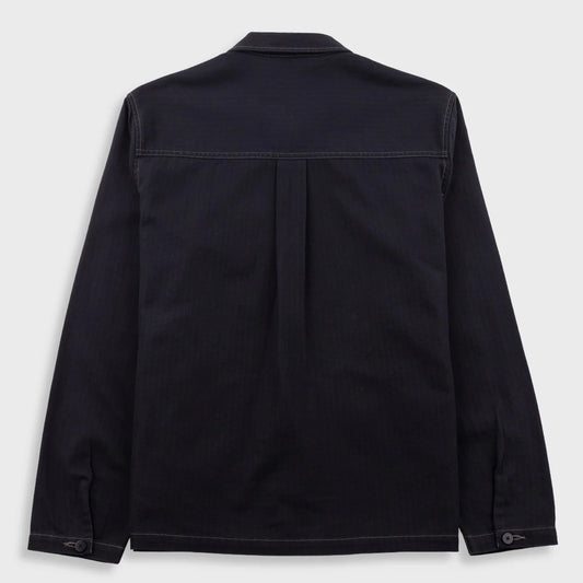 Folk Herringbone Zip Black Overshirt