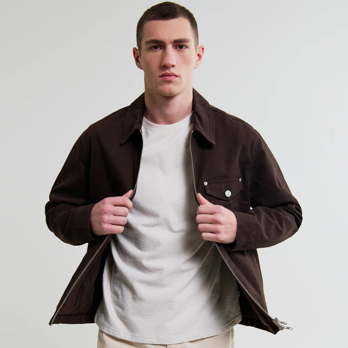 Wax London Mason Dark Brown Canvas Work Jacket
