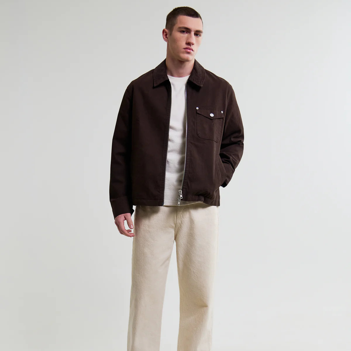 Wax London Mason Dark Brown Canvas Work Jacket