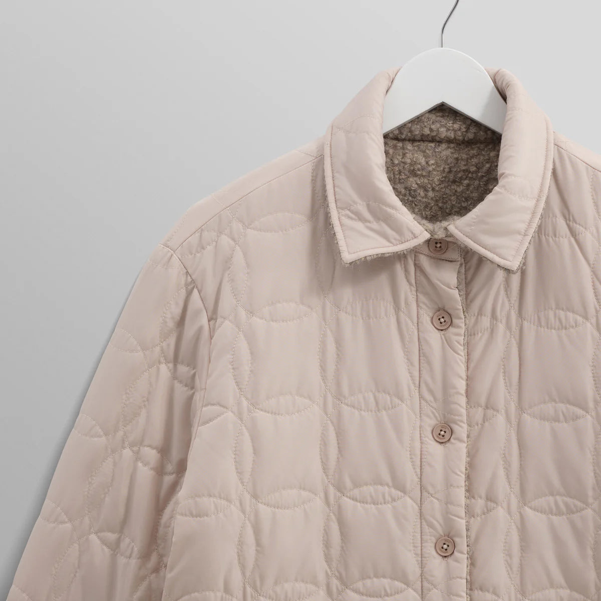 Wax London Mount Reversible Bobble Wool Natural Overshirt