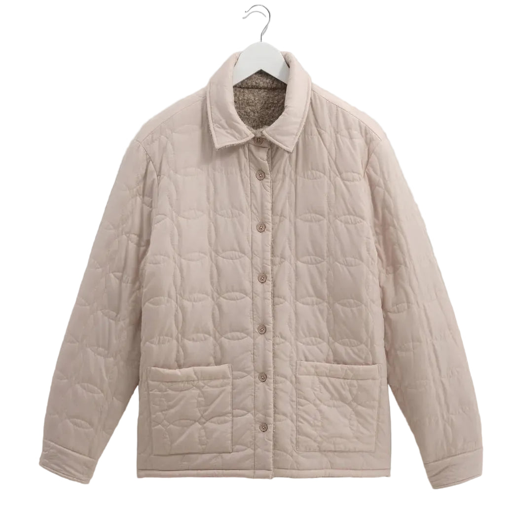 Wax London Mount Reversible Bobble Wool Natural Overshirt