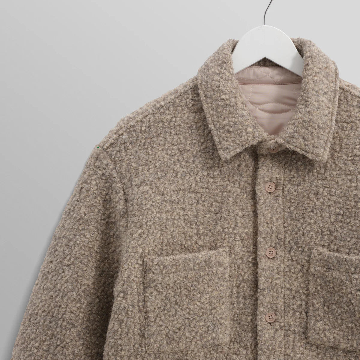 Wax London Mount Reversible Bobble Wool Natural Overshirt