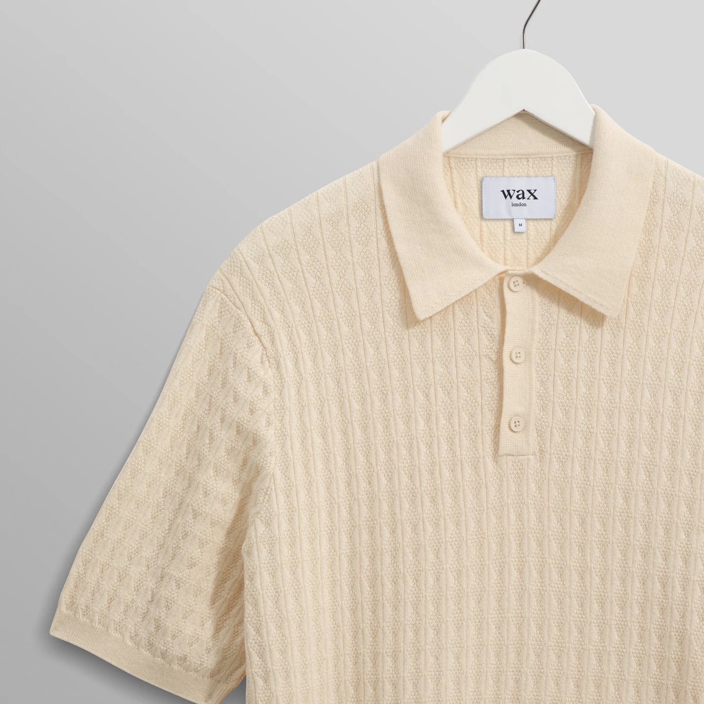 Wax London Naples Retro Diamond SS Ecru Knitted Polo