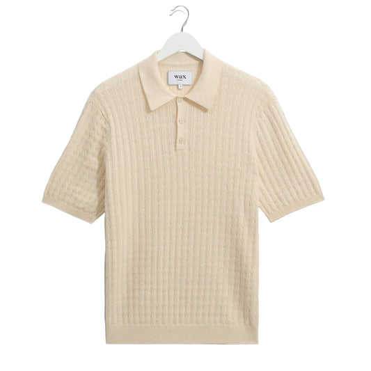 Wax London Naples Retro Diamond SS Ecru Knitted Polo
