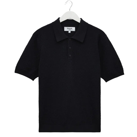 Wax London Naples Retro Diamond SS Navy Knitted Polo