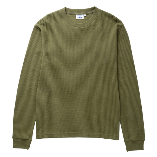 Power Goods Long Sleeve Thermal Waffle Olive Top