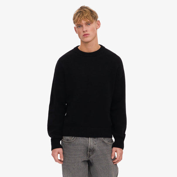 Colorful Standard Deep Black Oversized Merino Wool Crew Knit