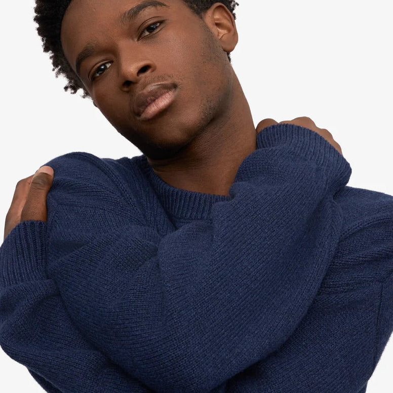 Colorful Standard Marine Blue Oversized Merino Wool Crew Knit