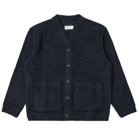 Universal Works Advance Wool Fleece Navy Cardigan