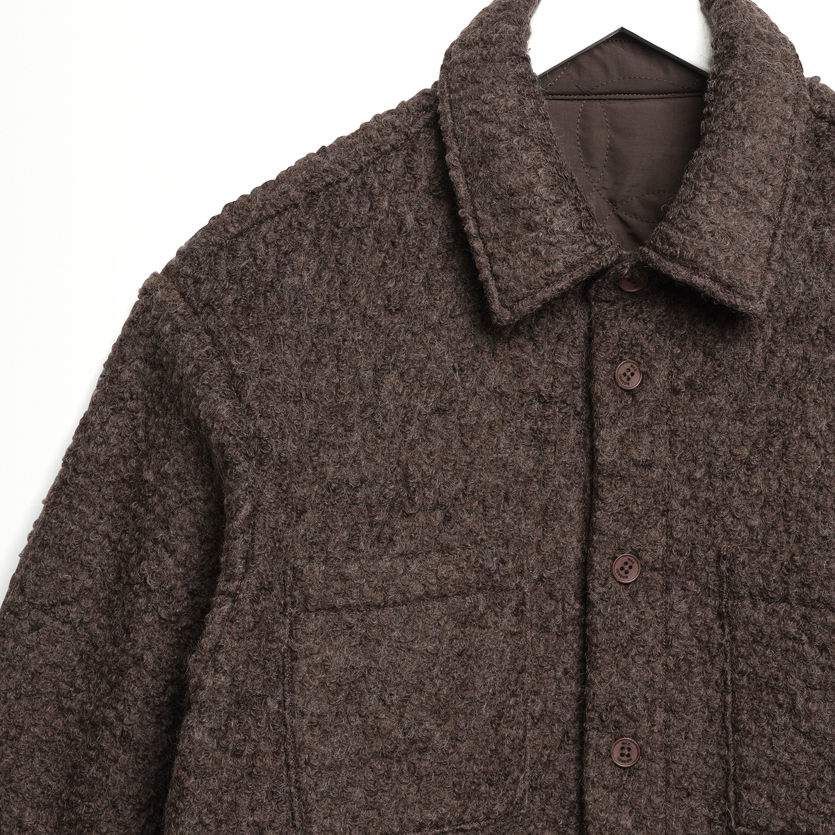 Wax London Mount Reversible Bobble Wool Brown Overshirt