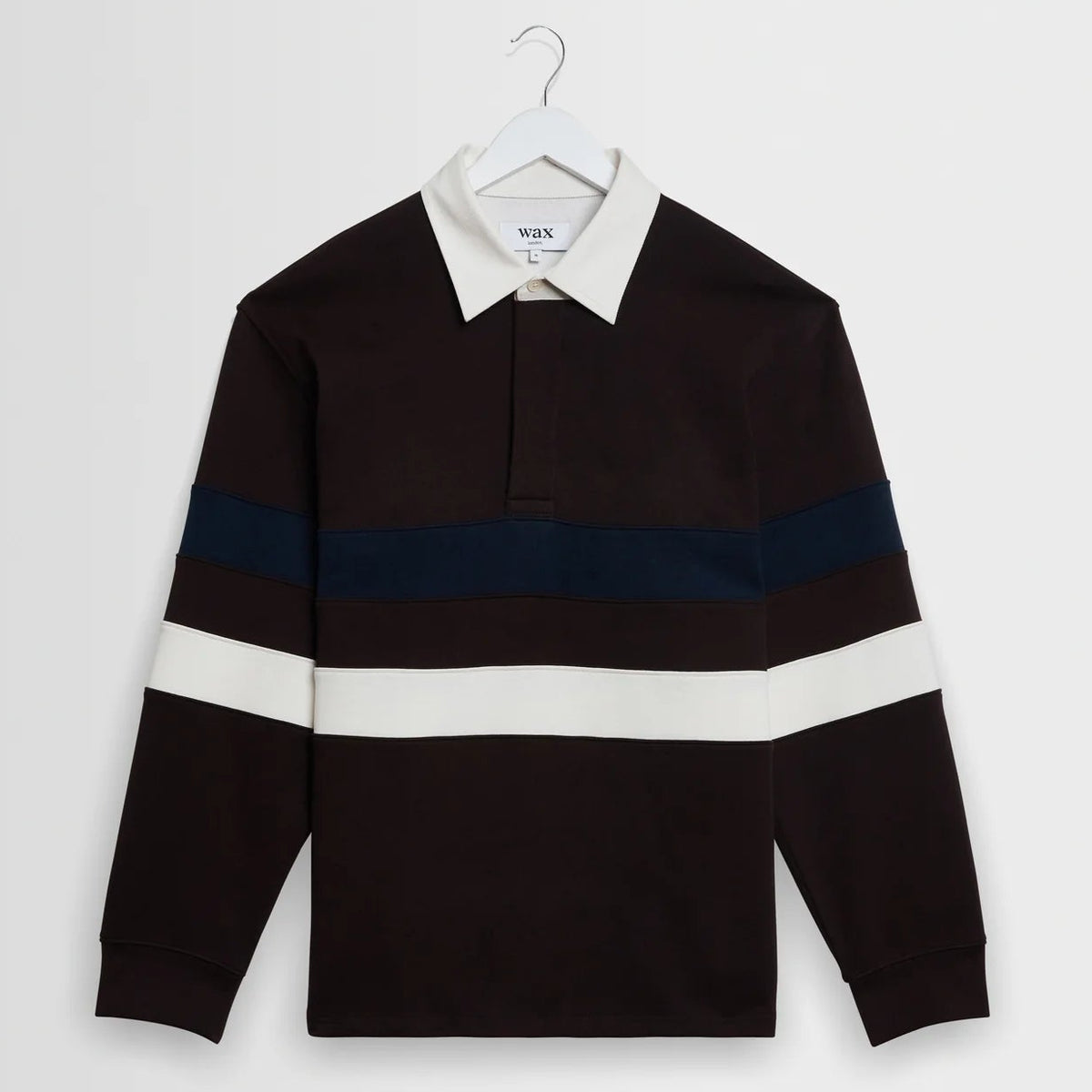 Wax London Rowhill Brown Navy Rugby Shirt
