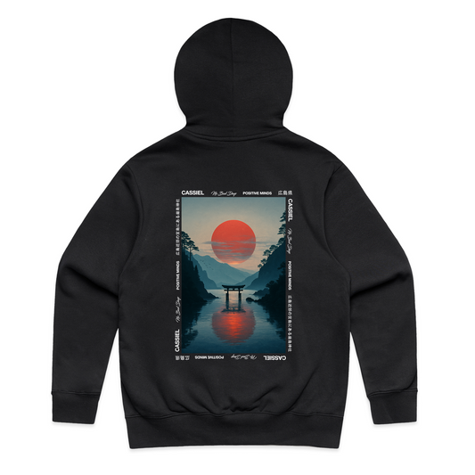 Cassiel Sunset Black Hoodie Sweatshirt