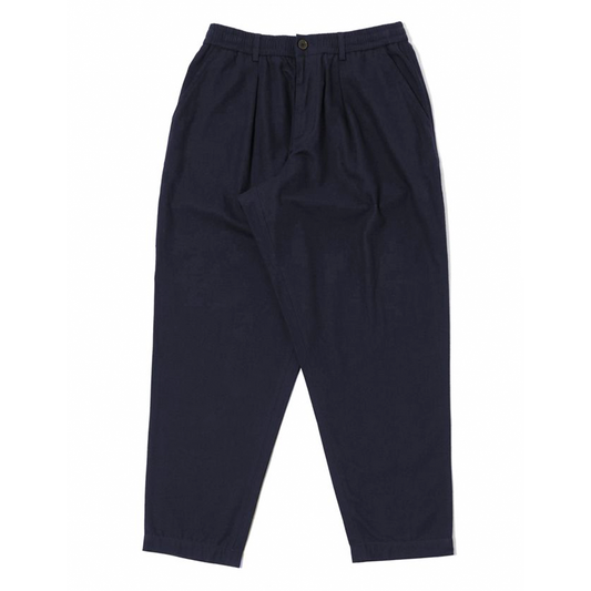 Universal Works Pleated Track Pant Brushed Moleskin Navy Trouser