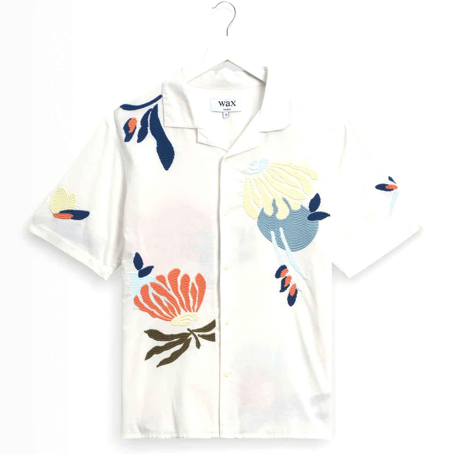 Wax London Didcot Embroidered Flower SS Ecru Shirt