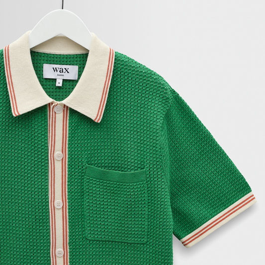 Wax London Belle Tipped Pointelle SS Green Shirt