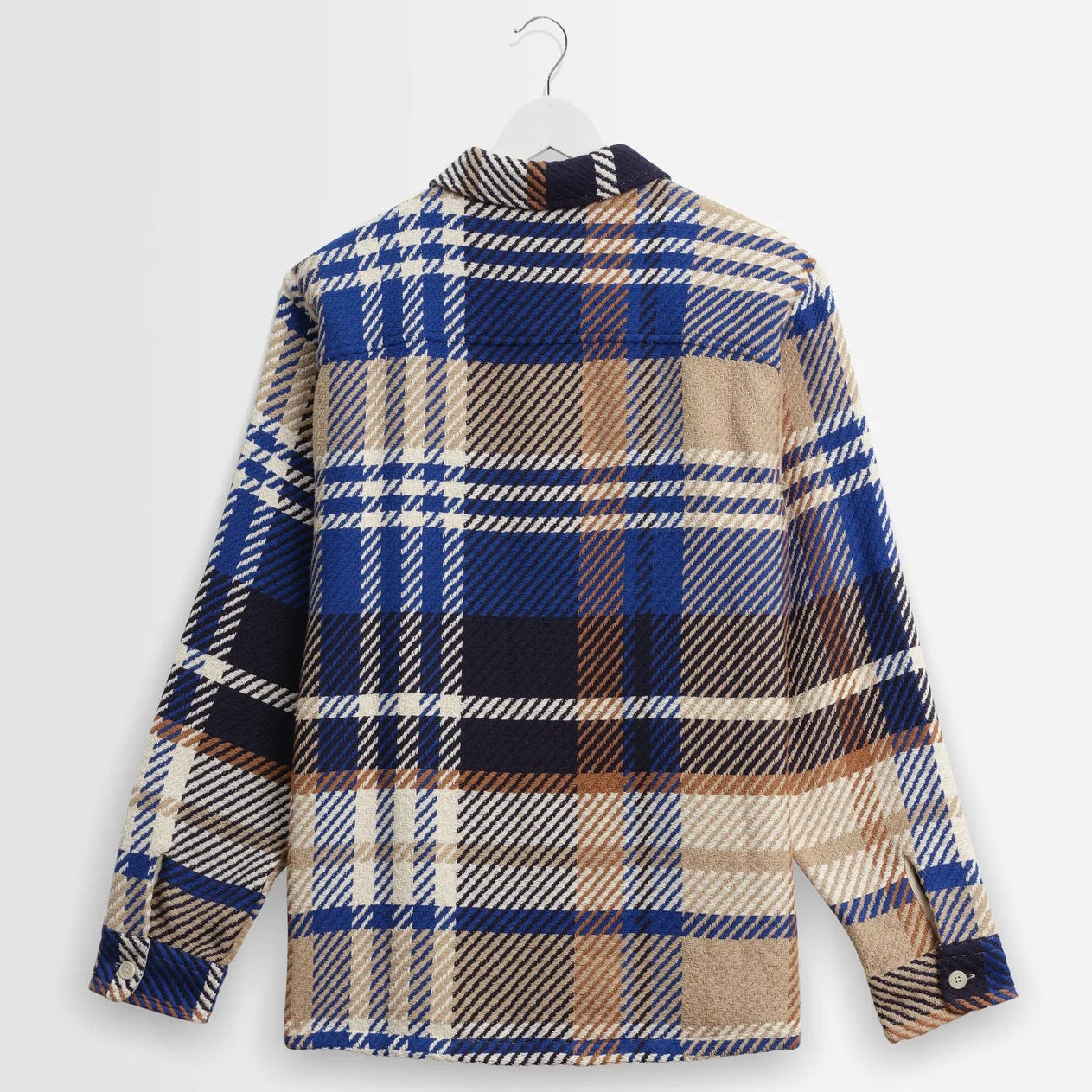 Wax London Whiting Bold Check Blue Tan Overshirt
