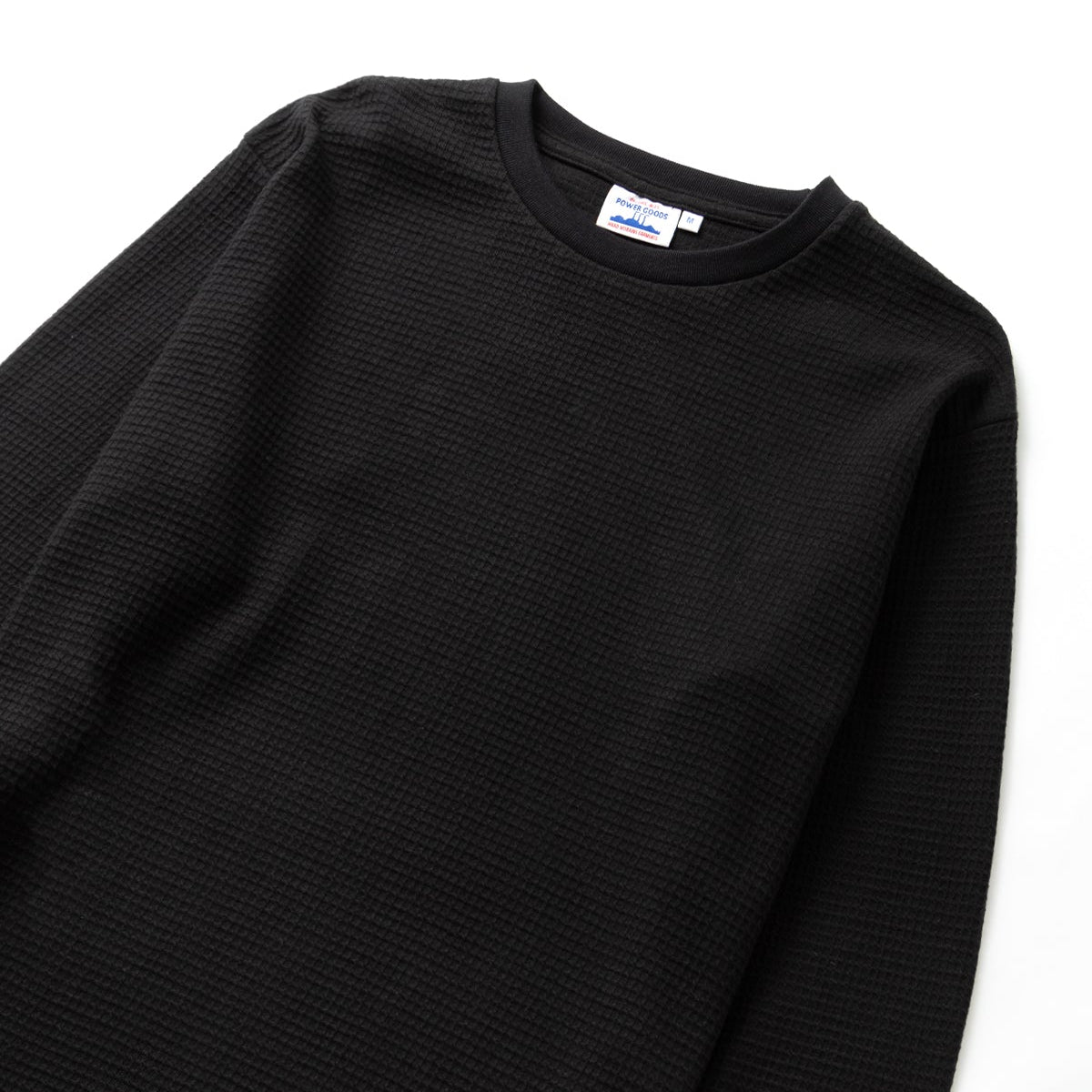 Power Goods Long Sleeve Thermal Waffle Black Top