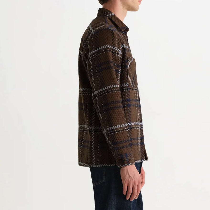 Wax London Whiting Moon Check Brown Blue Overshirt
