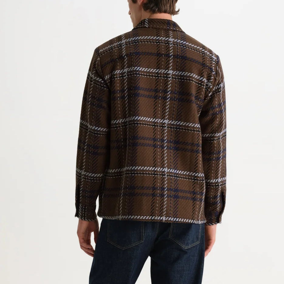 Wax London Whiting Moon Check Brown Blue Overshirt