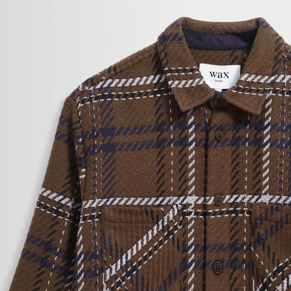 Wax London Whiting Moon Check Brown Blue Overshirt