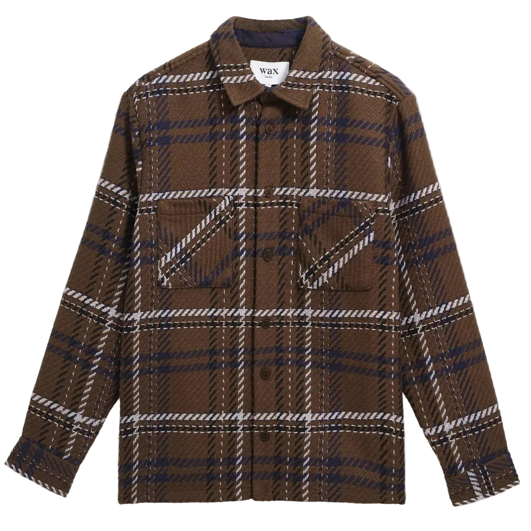 Wax London Whiting Moon Check Brown Blue Overshirt
