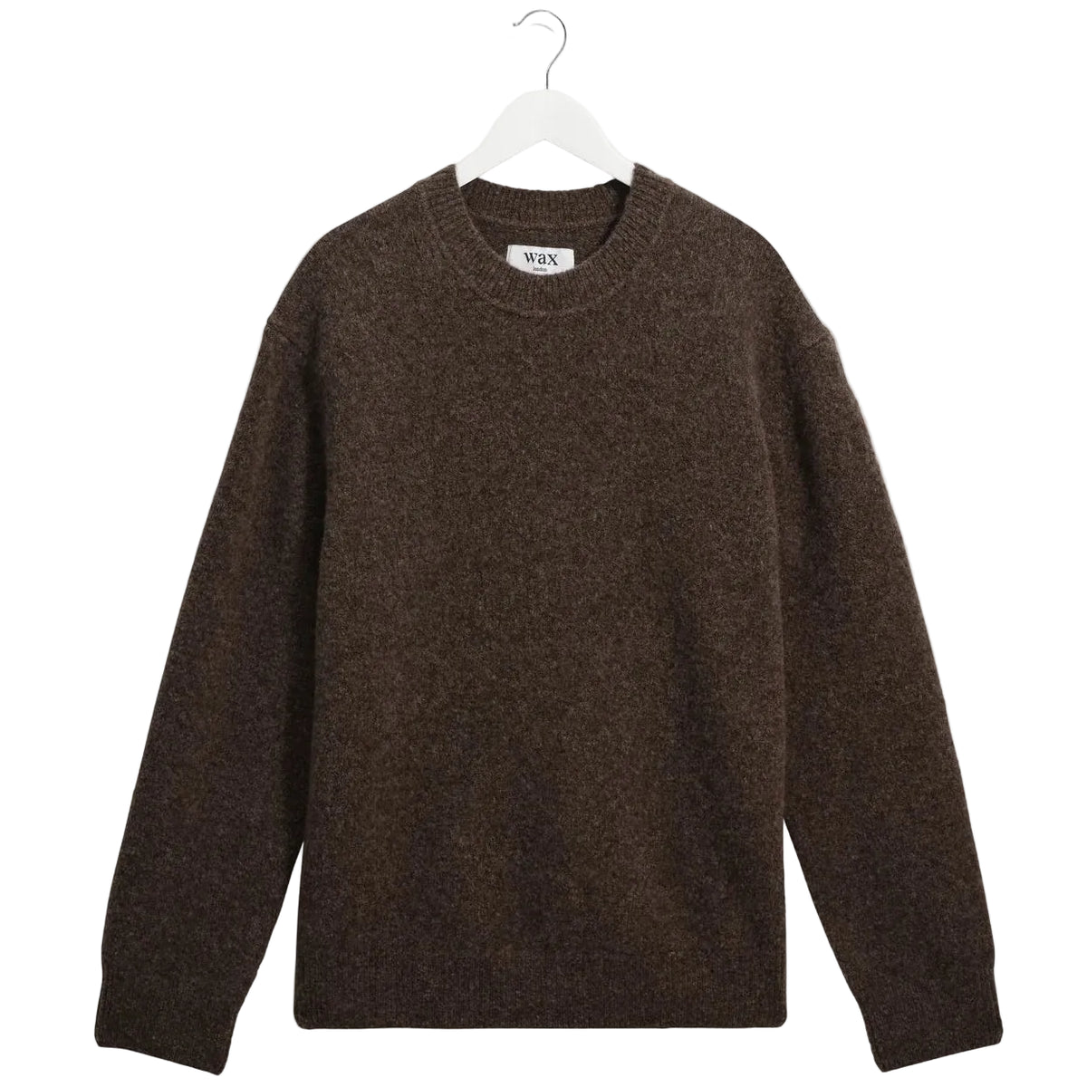 Wax London Wilde Crew Fluffy Wool Blend Chocolate Brown Knit