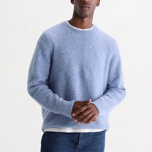 Wax London Wilde Crew Fluffy Wool Blend Pale Blue Knit