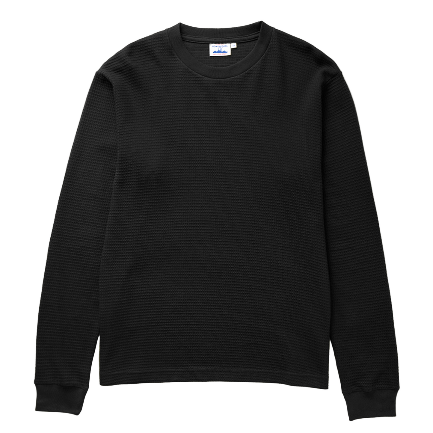 Power Goods Long Sleeve Thermal Waffle Black Top
