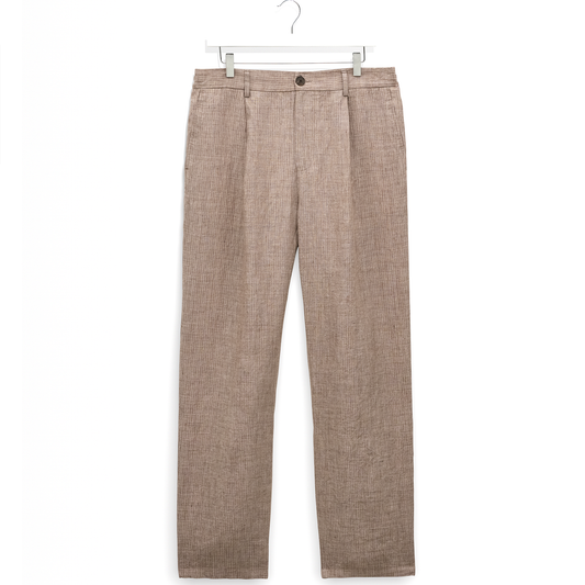 Wax London Malham Linen Stripe Beige Trouser